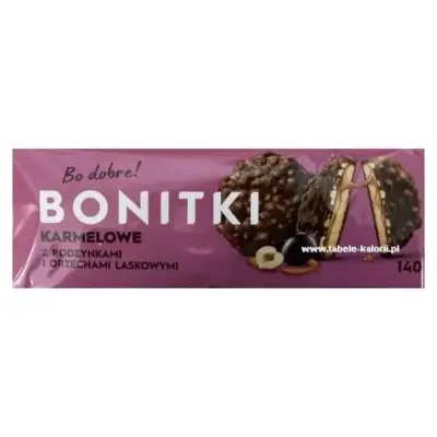 Печиво в шоколаді з карамеллю, лісовими горішками та родзинками Bonitki 140 г Польща