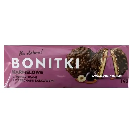 Печиво в шоколаді з карамеллю, лісовими горішками та родзинками Bonitki 140 г Польща