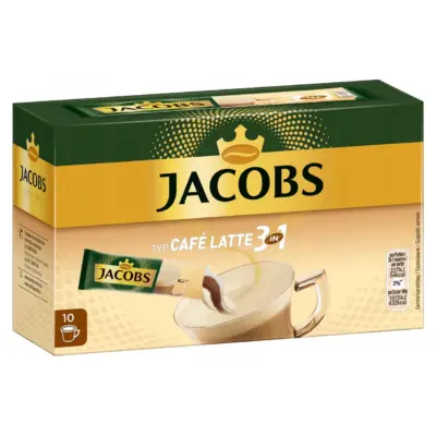 Кава розчинна Jacobs Cafe Latte 3 в 1 в стиках 10х12.5г 125 г Нідерланди