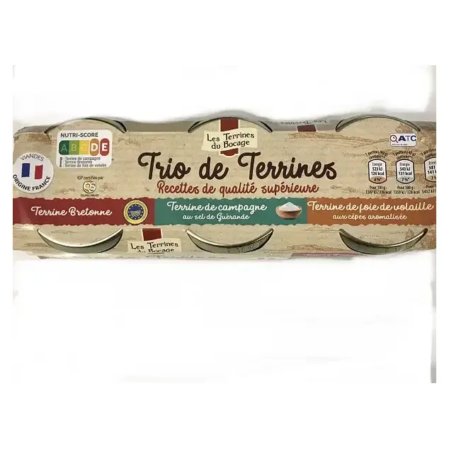 Паштет м’ясний 3 види Les Terrines Du Bocage (3х180г) 540г Франція