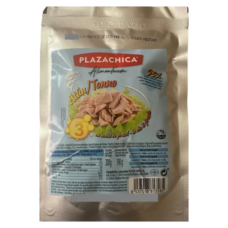 Тунець шматочками в соняшниковій олії Plazachica Atun Tonno 200/190г Іспанія