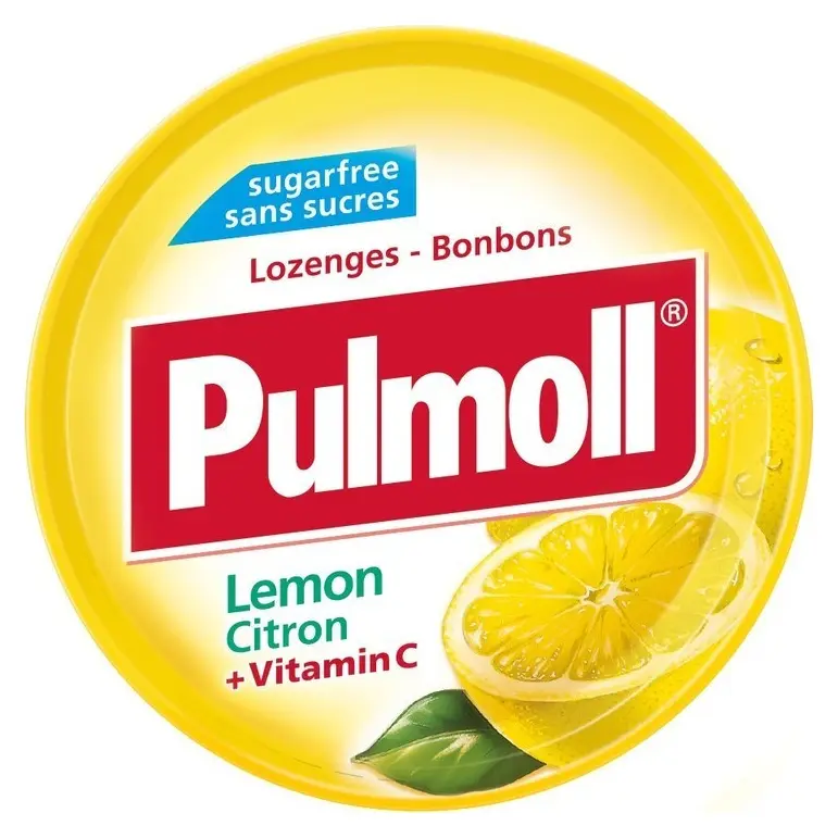 Льодяники (конфети) Лимон + вітамін C БЕЗ САХАРА Pulmoll Lemon Citron + vitanin C 45 г Німеччина