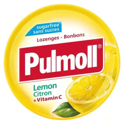 Льодяники (цукерки) Лимон + вітамін С БЕЗ ЦУКРУ Pulmoll Lemon Citron + vitanin C 45г Німеччина