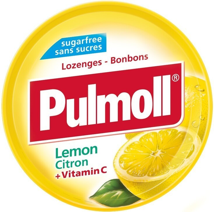Льодяники (цукерки) Лимон + вітамін С БЕЗ ЦУКРУ Pulmoll Lemon Citron + vitanin C 45г Німеччина
