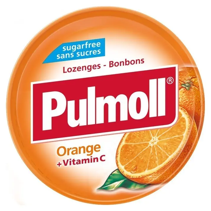 Льодяники (конфети) Апельсин + вітамін C БЕЗ САХАРА Pulmoll Orange +vitamin C 45 г Німеччина