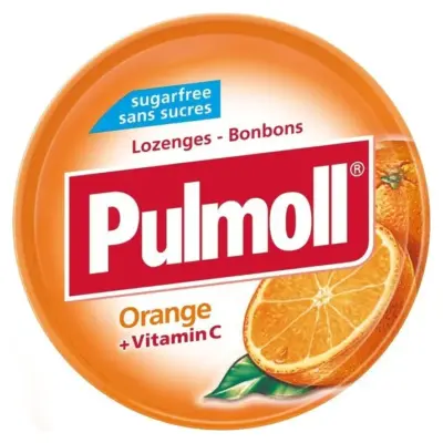 Льодяники (цукерки) Апельсин + вітамін С БЕЗ ЦУКРУ Pulmoll Orange +vitamin C 45г Німеччина
