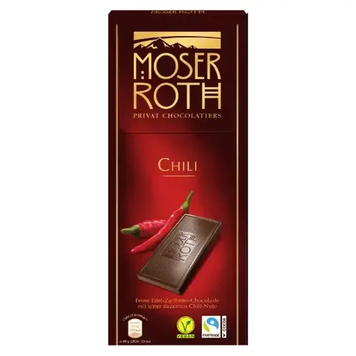 Шоколад чорний із перцем чилі Moser Roth Chili 125 г Німеччина