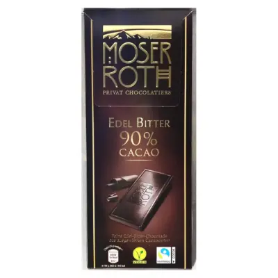 Шоколад чорний 90% какао Moser Roth Edel Bitter 90% cacao 125г Німеччина