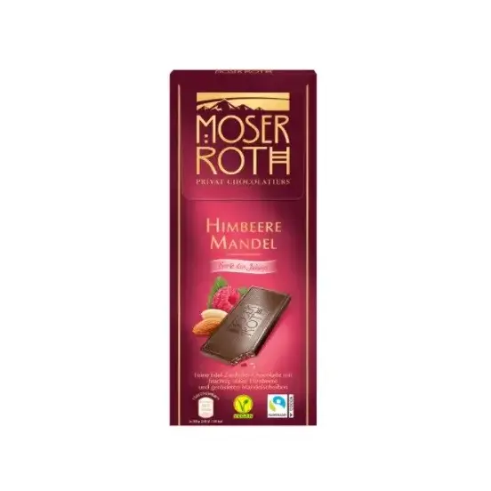 Шоколад темний з малиною та мигдалем Moser Roth Himbeere Mandel 125г Німеччина