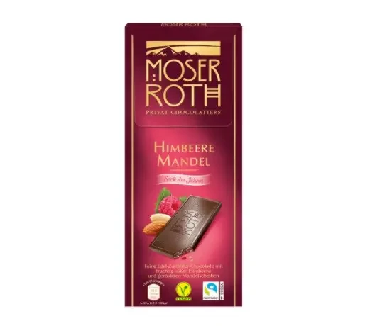 Шоколад темний з малиною та мигдалем Moser Roth Himbeere Mandel 125г Німеччина