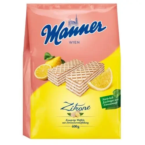 Міні-Вафлі Венські з лимонним кремом Manner Wien Zitrone 400 г Австрія