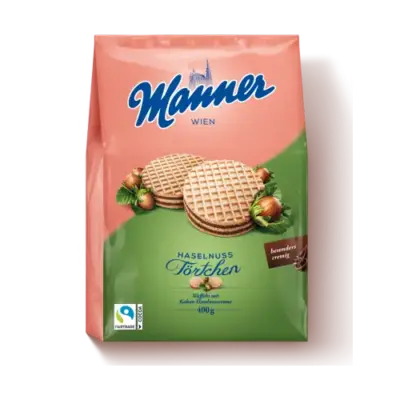 Міні-Тарталетки (Вафлі) Віденські з шоколадно-горіховим кремом Manner Wien Haselnuss 400г Австрія