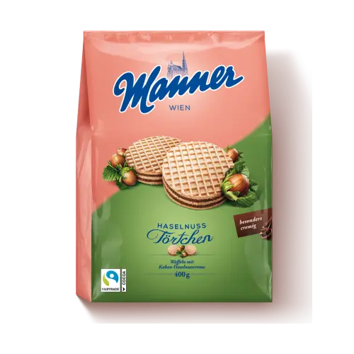 Міні-Тарталетки (Вафлі) Віденські з шоколадно-горіховим кремом Manner Wien Haselnuss 400г Австрія