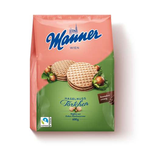 Міні-Тарталетки (Вафлі) Віденські з шоколадно-горіховим кремом Manner Wien Haselnuss 400г Австрія