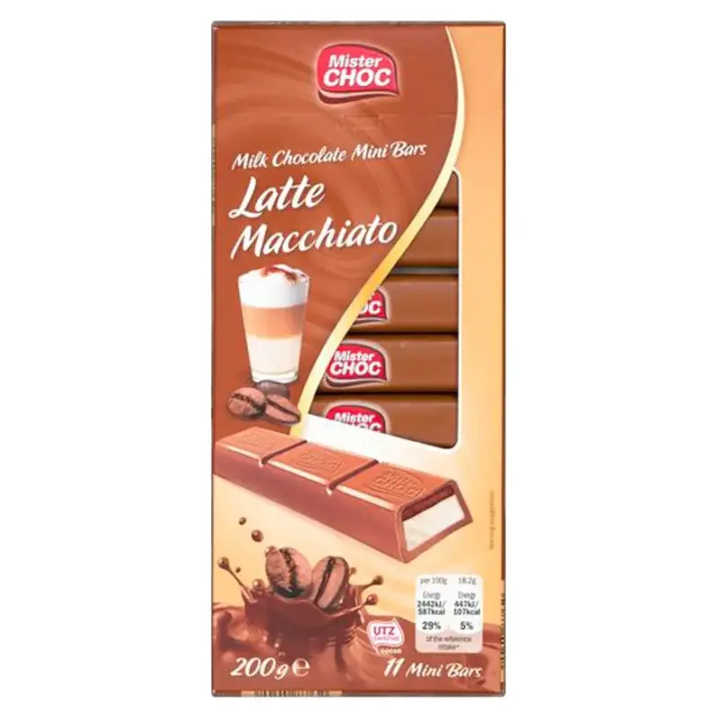 Шоколад молочний із кавовою начинкою Latte Macchiato Mister Choc 200 г Німеччина