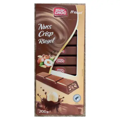 Шоколад молочний із фундуком Nuss Crisp Mister Choc 200 г Німеччина