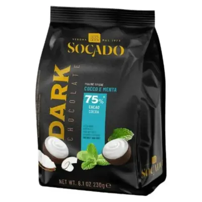 Цукерки асорті екстратемного шоколаду з кокосом і м'ятною Socado Dark Chocolate Cocco e Menta 230 г Італія