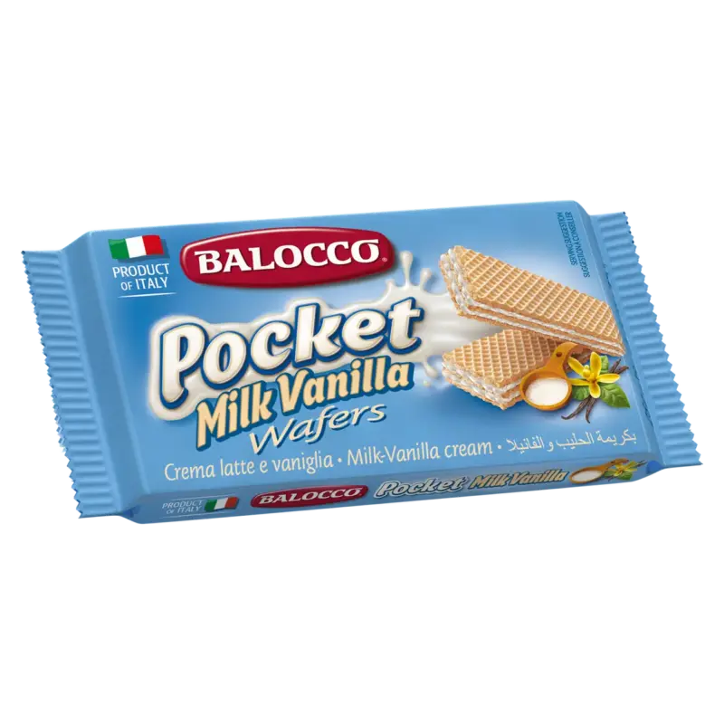 Вафлі без трансжирів з ванільним кремом Balocco Pocket Milk Vanilla 25г Італія
