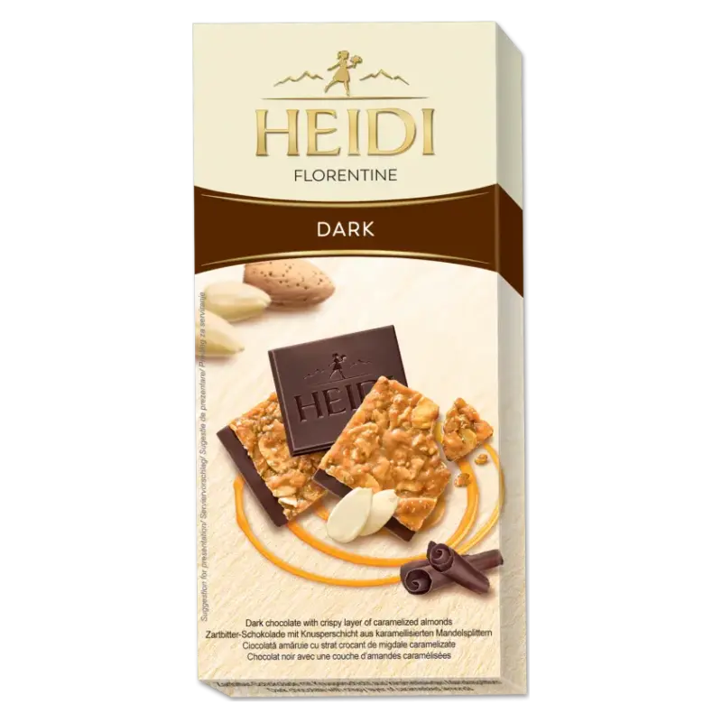 Шоколад темний із карамелізованим шаром мигдалю 50% какао Heidi Florentine Dark 100г Румунія
