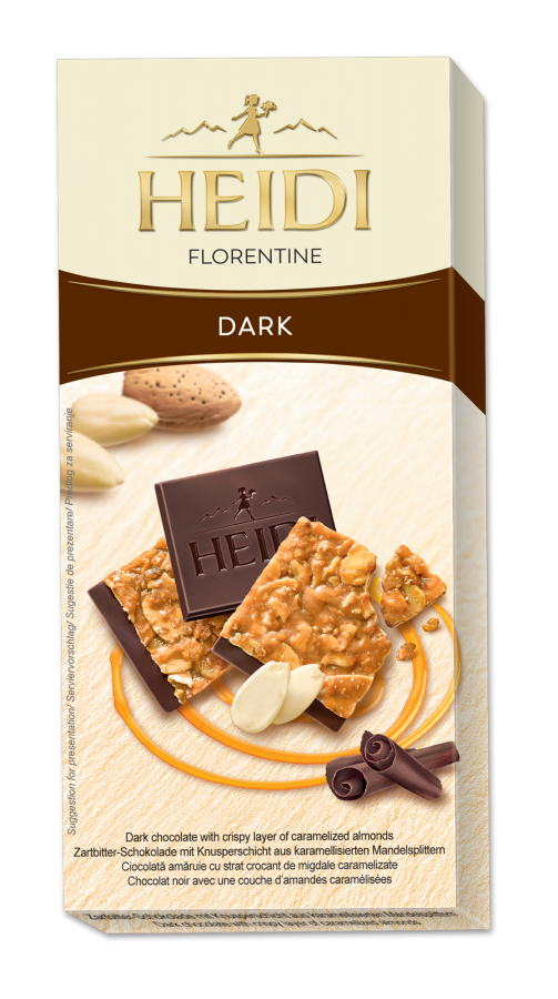 Шоколад темний з карамелізованим шаром мигдалю 50% какао Heidi Florentine Dark 100г Румунія