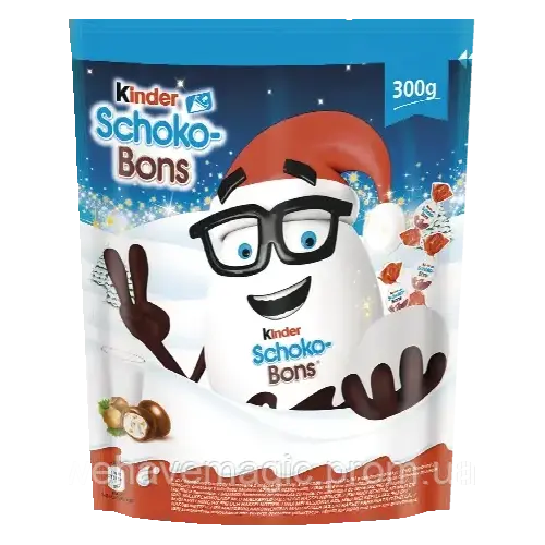 Шоколадні цукерки з молочно-горіховою начинкою Kinder Schoko Bons 200г Італія
