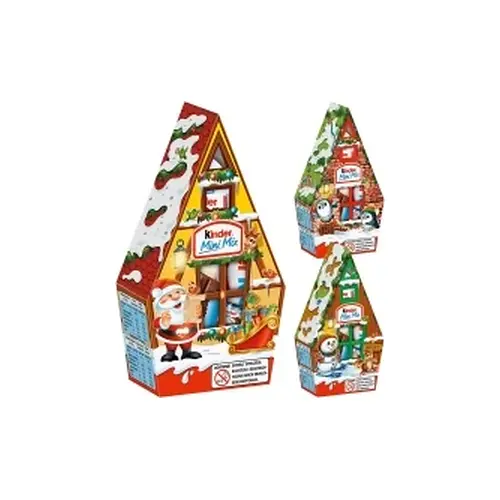 Новорічний подарунковий набір Будиночок Kinder Mini Mix 76 г (5 шт.) Італія