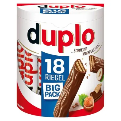 Шоколадний батончик із шоколадно-горіховою начинкою Ferrero Duplo Big Pack (18 шт.x18.2г) 327.6г Німеччина
