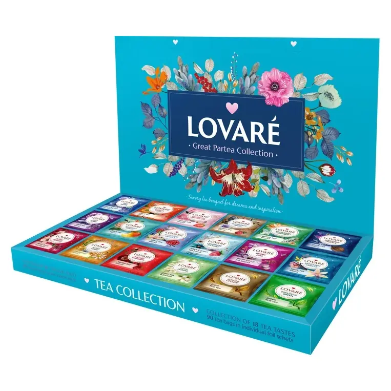 Чай Lovare Ассорти TEA COLLECTION GREAT PARTY 18 видов по 5 пакет (90шт) 120г
