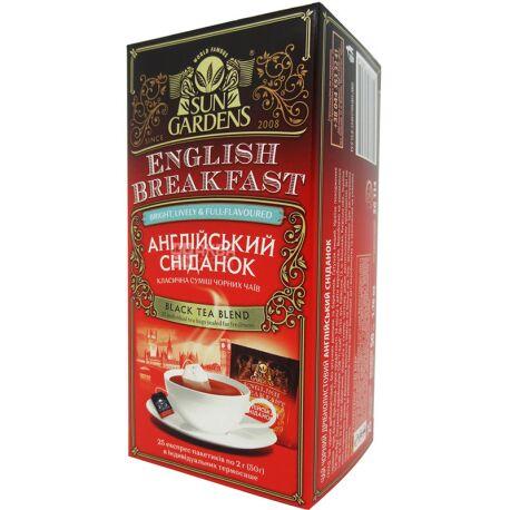 Чай чорний із лимоном Англійський сніданок Sun Gardens English Breakfast Black Tea Lemon 25пак. 50г