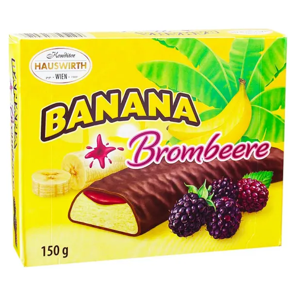 Цукерки шоколадні Banana Brombeere (Бананове суфле з ожиною) Hauswirth Австрія 150 г