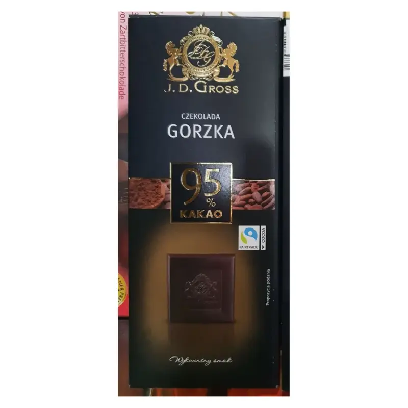 Шококлад чорний 95% какао J.D.Gross Czekolada Gorzka 95% cacao 125г. Німеччина
