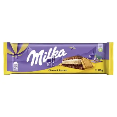 Шоколад молочний із бісквітним печивом Milka Choco Biscuit Швейцарія 300г