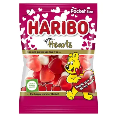 Желейні цукерки  Сердечки  Haribo Love Hearts Німеччина 130г