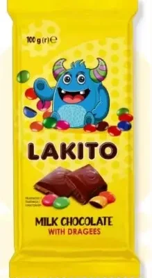 Шоколад молочний з драже Lakito Milk Chocolate With Dragees 100г Польща