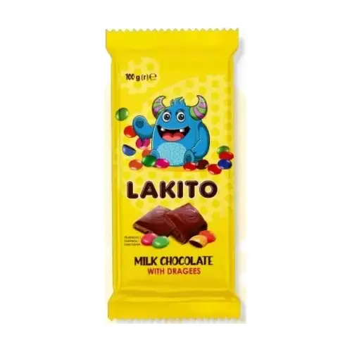 Шоколад молочний з драже Lakito Milk Chocolate With Dragees 100г Польща