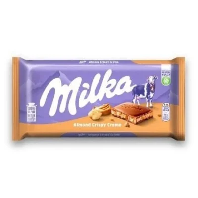 Шоколад молочний MilkaAlmond Crispy Creme Швейцарія 90 г