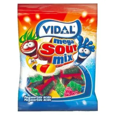 Желейні цукерки Кислий Мега Мікс БЕЗ ГЛЮТЕНУ Vidal Mega Sour Mix 90г Іспанія