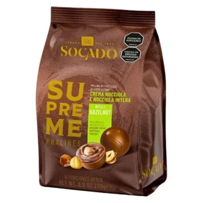 Цукерки із молочного шоколаду Socado Supreme Crema alla nocciola e nocciola intera 230г Італія