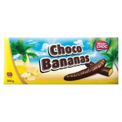 Цукерки Шоколадні Mister Choc Schoko Bananen з банановим Суфле 300 г Німеччина