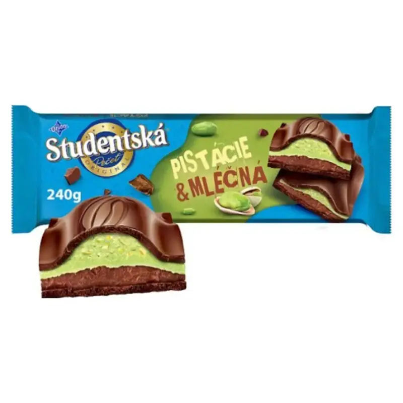 Молочний шоколад із фісташковим кремом Studentska Pistacie&Mlecna 240г Чехія