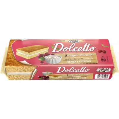 Тістечне бісквітне з вишневим кремом БЕЗ ЛАКТОЗИ Freddi Dolcetto alla Ciliegia (8*25г) 200г Італія