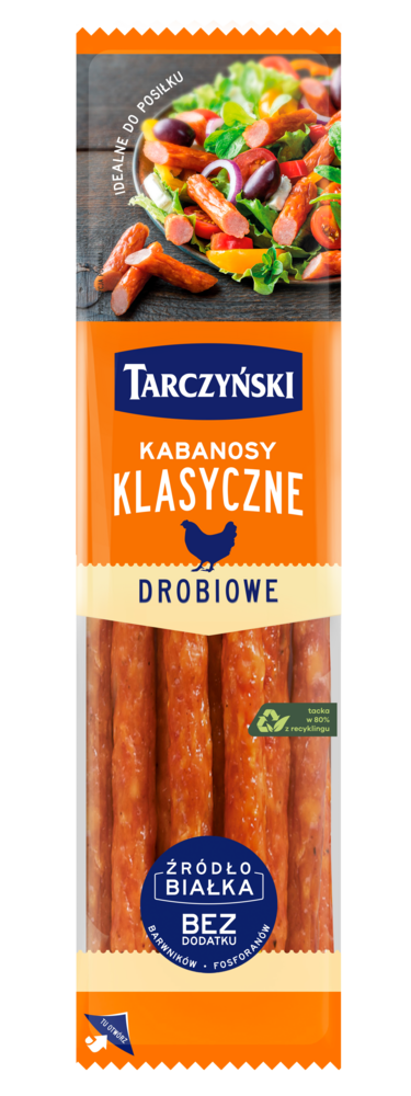 Ковбаски Кабанос курячі  БЕЗ ГЛЮТЕНУ TARCZYŃSKI Kabanosy Drobiowe 300г Польща