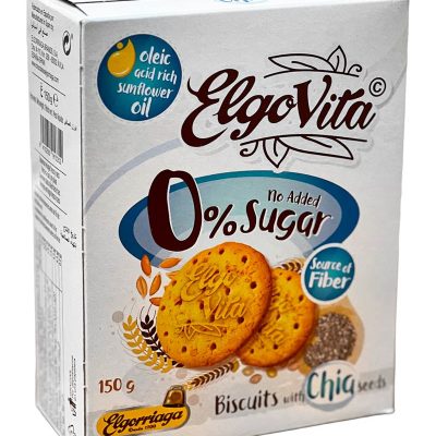 Печиво з насінням Чіа БЕЗ ЦУКРУ Elgo Vita Biscuits with Chia seeds 150г Іспанія