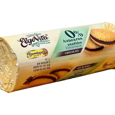 Печиво-сендвіч із шоколадним кремом БЕЗ ЦУКРУ Elgo Vita 0% Azucares anadidos Chocolate 180г Іспанія