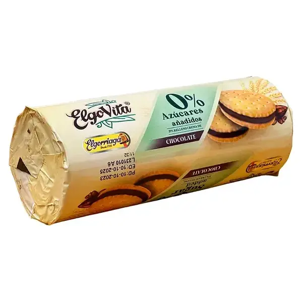 Печиво-сендвіч із шоколадним кремом БЕЗ ЦУКРУ Elgo Vita 0% Azucares anadidos Chocolate 180г Іспанія