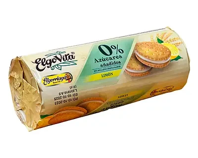 Печиво-сендвіч із лимонним кремом БЕЗ ЦУКРУ Elgo Vita 0% Azucares anadidos Lemon 180г Іспанія
