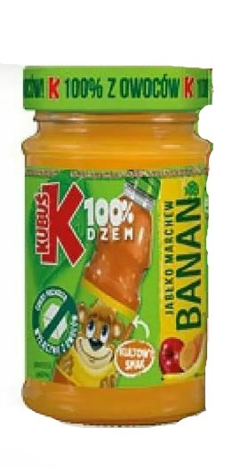 Джем із Банану, моркви та яблук з низьким вмістом цукру Kubus Dzem z Marchwi, Bananow i Jablek 235г Польща
