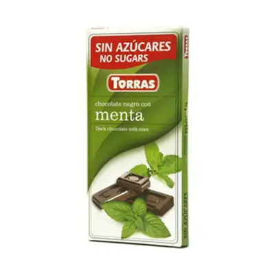 Шоколад без цукру Torras чорний із м'ятою Іспанія 75г