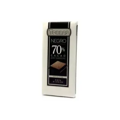 Шоколад чорний БЕЗ ГЛЮТЕНА 70% какао Torras negro Іспанія 200 г