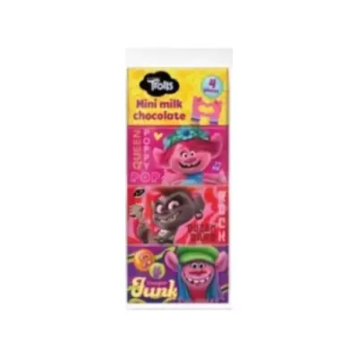 Набір мінішоколаду Троллі Mini Milk Chocolate Trolls (4х20г) 80 г Польща